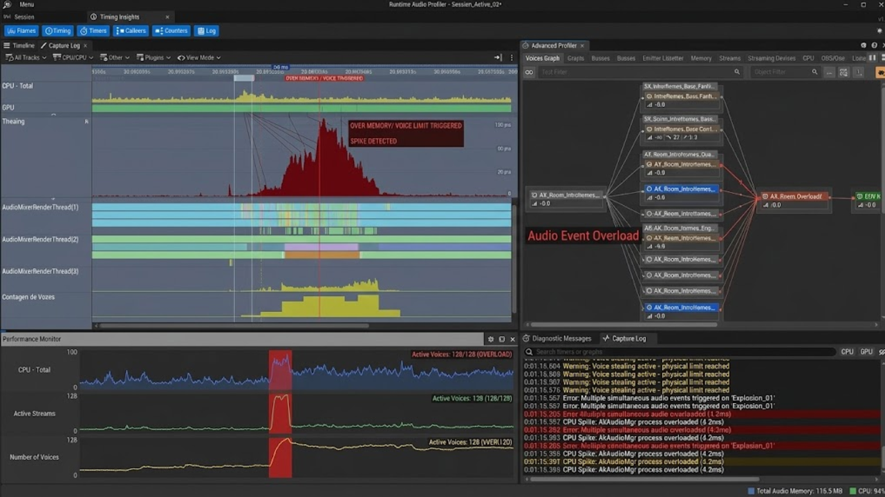 Technical audio profiling, debugging and performance analysis
