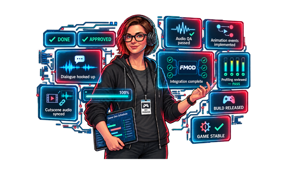 Game audio producer with completed technical audio tasks